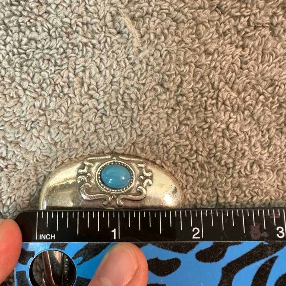 Steve Madden Womens Brown Leather Western Belt Turquoise Silver Buckle SM413 M